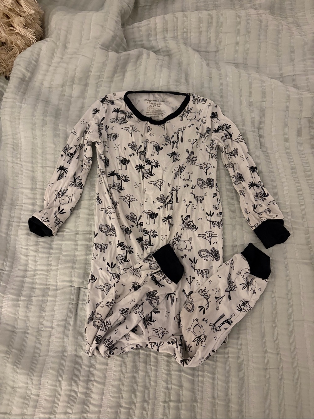 Magnetic Me White and Black Safari Animal Print Kids Pajama Set